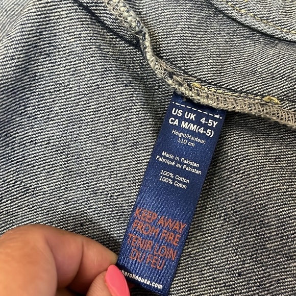 BNWT CHEROKEE girls jean jacket sz 4/5 super cute and easy to wear, snap buttons - Picture 8 of 8